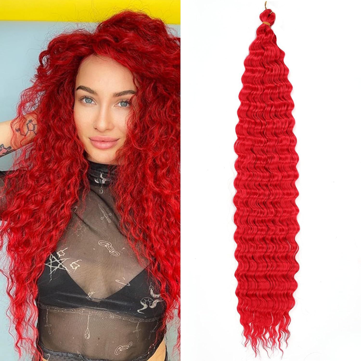 3 pcs Wig Crochet Hair Synthetic Hair Deep Wave Twist Hair Women's Dirty Braid Weaving Hair Wigs Hair Weaves Pre-Colored Weaves