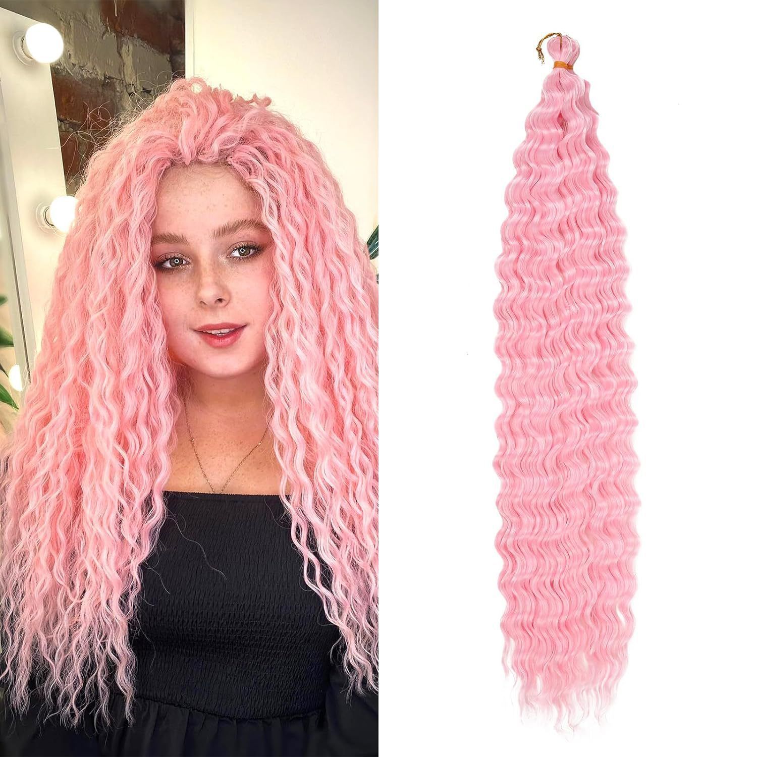3 pcs Wig Crochet Hair Synthetic Hair Deep Wave Twist Hair Women's Dirty Braid Weaving Hair Wigs Hair Weaves Pre-Colored Weaves