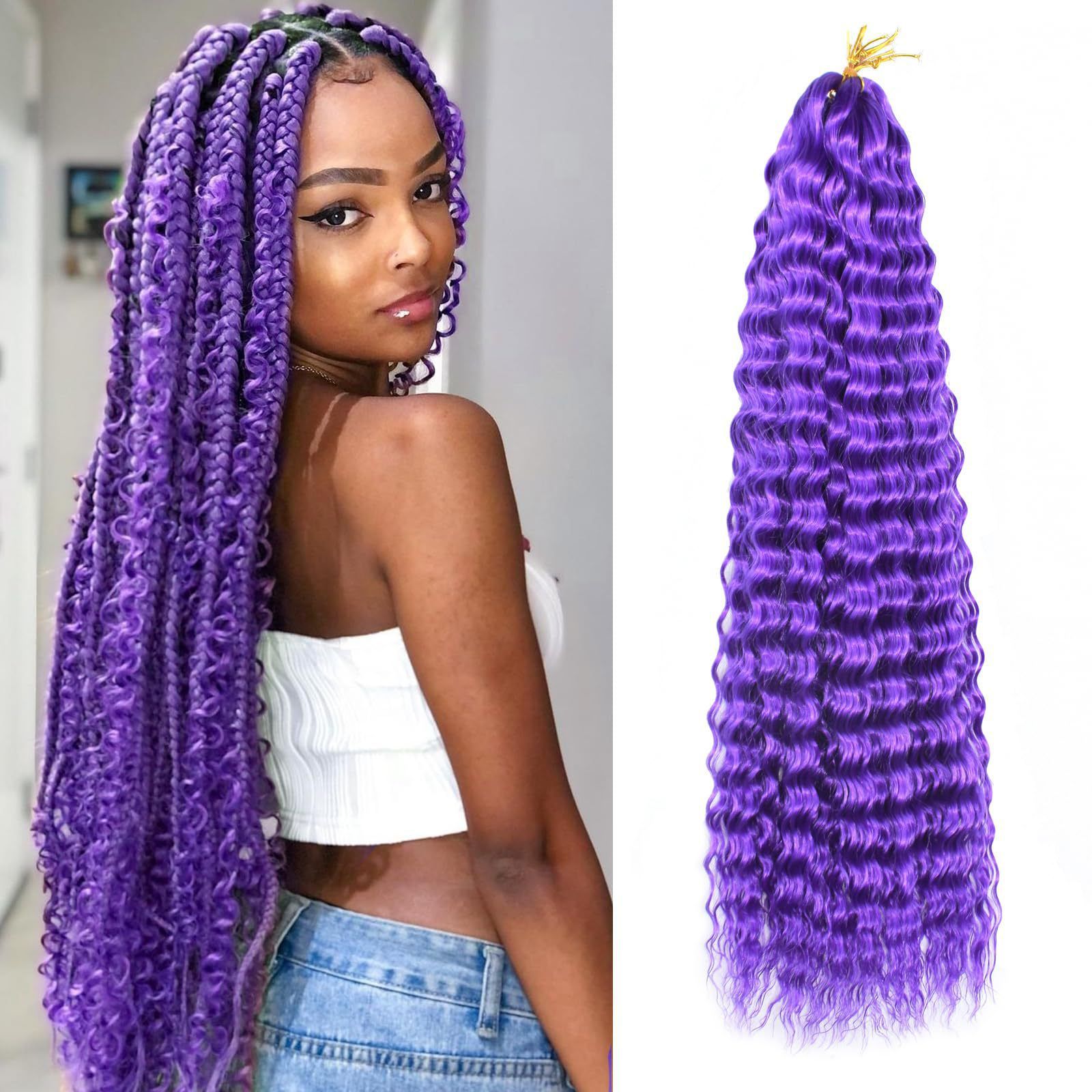 3 pcs Wig Crochet Hair Synthetic Hair Deep Wave Twist Hair Women's Dirty Braid Weaving Hair Wigs Hair Weaves Pre-Colored Weaves