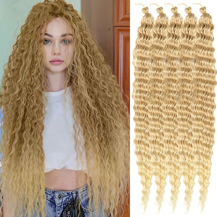 3 pcs Wig Crochet Hair Synthetic Hair Deep Wave Twist Hair Women's Dirty Braid Weaving Hair Wigs Hair Weaves Pre-Colored Weaves