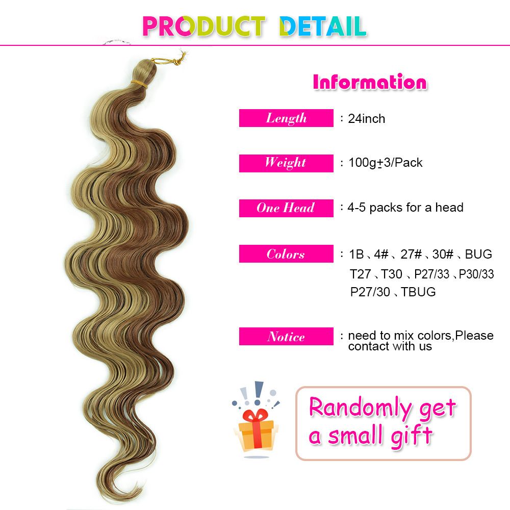 Wigs Fashionable Synthetic Hair Bundles Crochet Hooks Body Waves Long Curly Hair Braided Braids