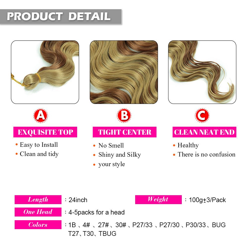 Wigs Fashionable Synthetic Hair Bundles Crochet Hooks Body Waves Long Curly Hair Braided Braids