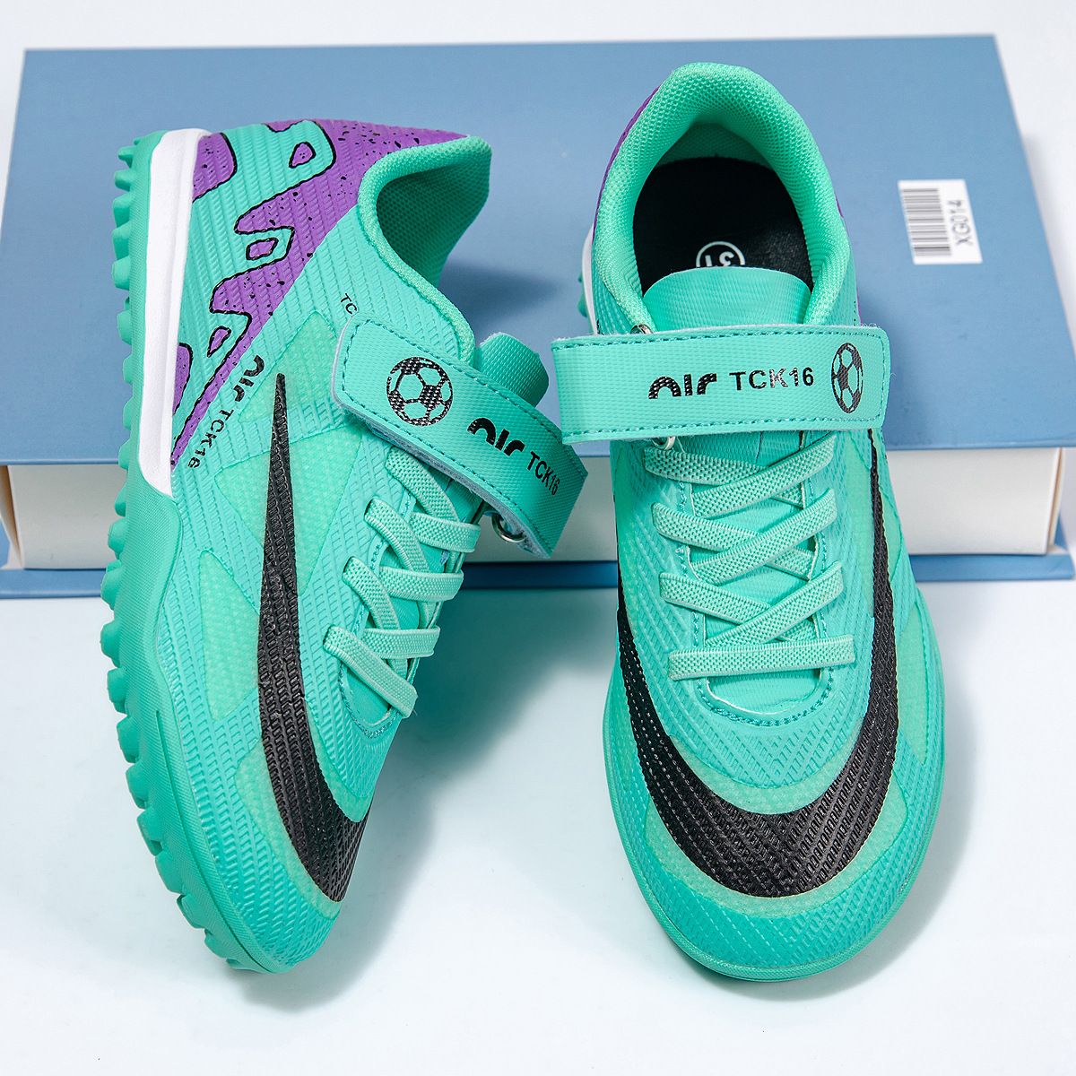 Children's Football Shoes with Velcro Boys' Students' Competition Training Shoes High-Quality Girls' Artificial Ground Soccer Shoes Kids Shoes Sneakers