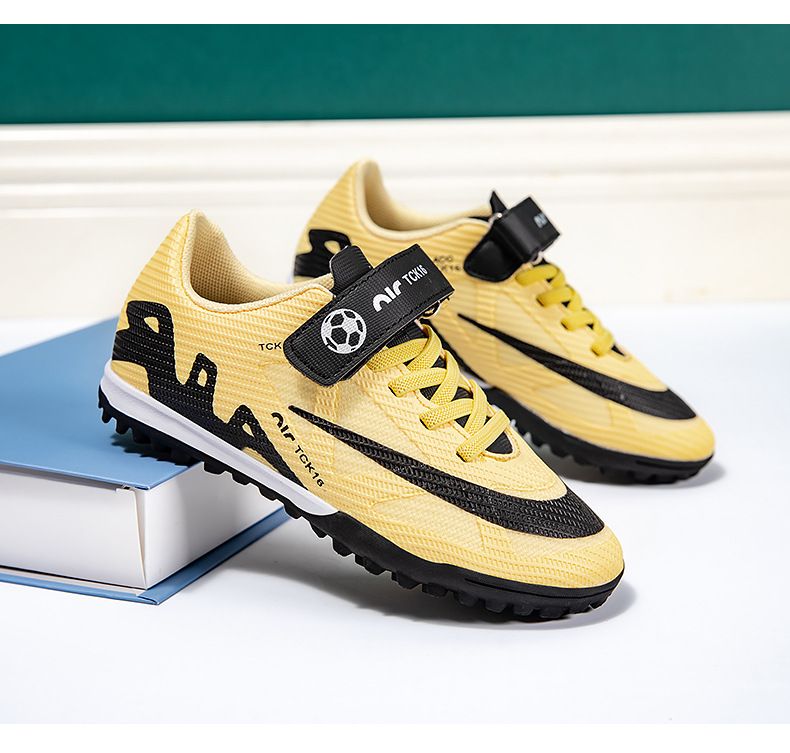 Children's Football Shoes with Velcro Boys' Students' Competition Training Shoes High-Quality Girls' Artificial Ground Soccer Shoes Kids Shoes Sneakers