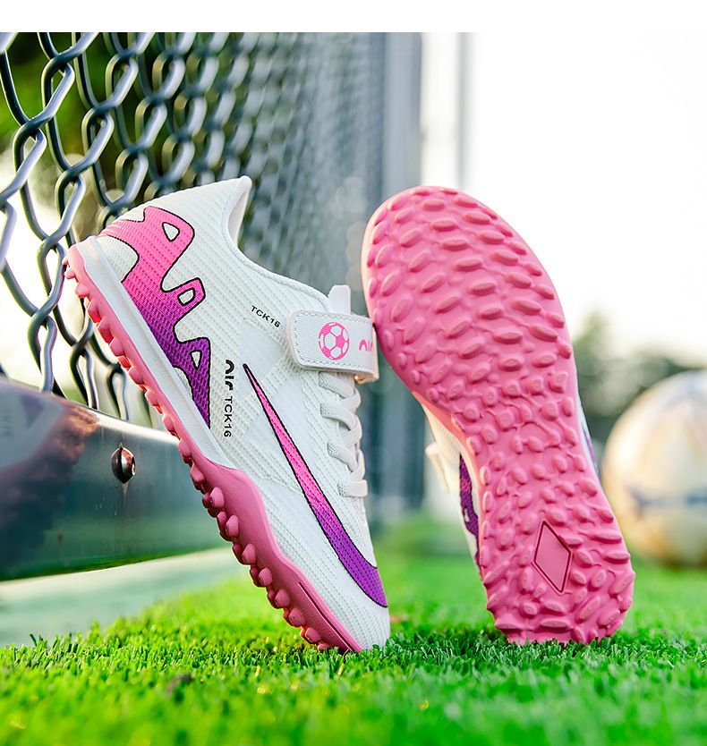 Children's Football Shoes with Velcro Boys' Students' Competition Training Shoes High-Quality Girls' Artificial Ground Soccer Shoes Kids Shoes Sneakers