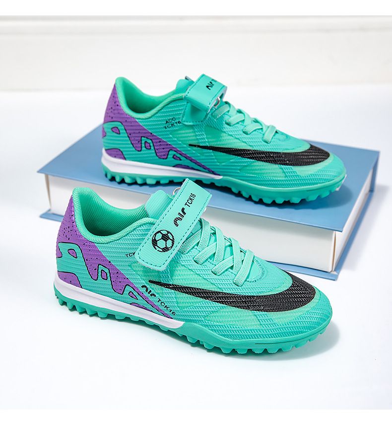 Children's Football Shoes with Velcro Boys' Students' Competition Training Shoes High-Quality Girls' Artificial Ground Soccer Shoes Kids Shoes Sneakers