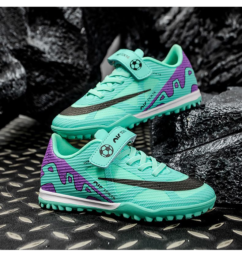Children's Football Shoes with Velcro Boys' Students' Competition Training Shoes High-Quality Girls' Artificial Ground Soccer Shoes Kids Shoes Sneakers