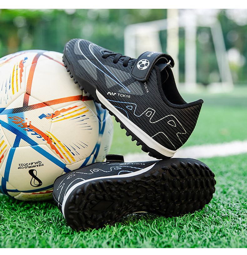 Children's Football Shoes with Velcro Boys' Students' Competition Training Shoes High-Quality Girls' Artificial Ground Soccer Shoes Kids Shoes Sneakers