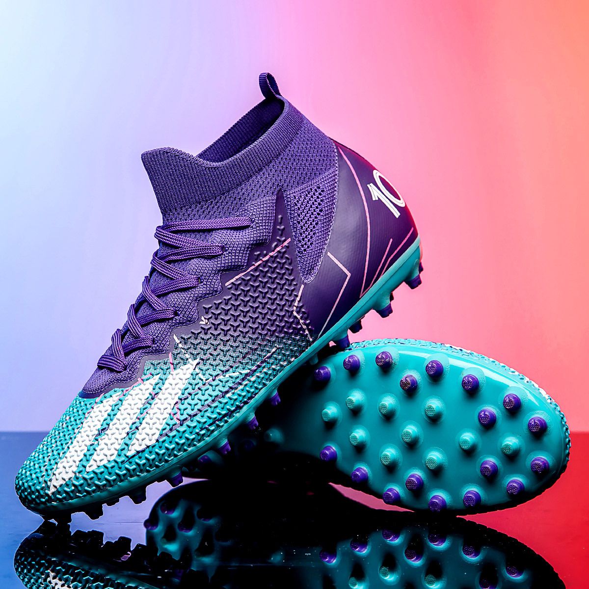 Men's Shoes Athletic Soccer High Top Football Shoes New Short Nail Breathable European Cup Professional Match Shoes Football Shoes