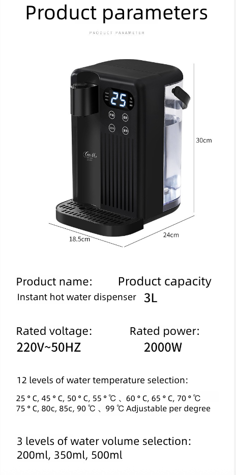 3L Hot Water Dispenser Desktop One Click Instant Water Dispenser Household Small Boiling Water Tank