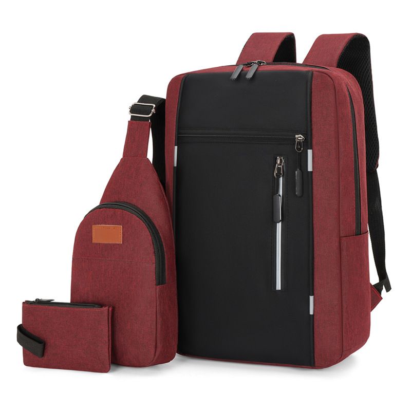 Men's Bags Fashion Backpacks Men's Three-Piece Laptop Bag Travel Backpack Large Capacity Double Shoulder Bag