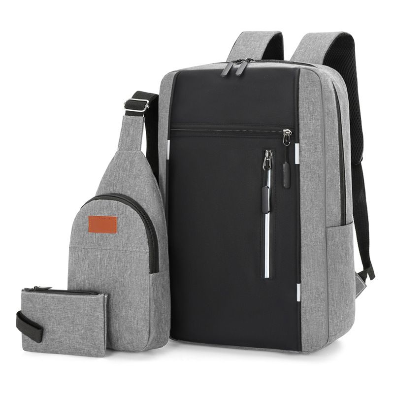 Men's Bags Fashion Backpacks Men's Three-Piece Laptop Bag Travel Backpack Large Capacity Double Shoulder Bag