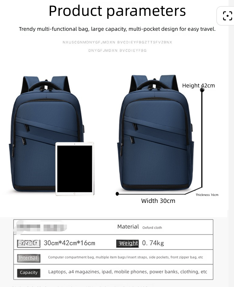 Men's Bags Fashion Backpacks Urban Simple Business Commuter Backpack with USB Charging Port for Men and Students Laptop Bag