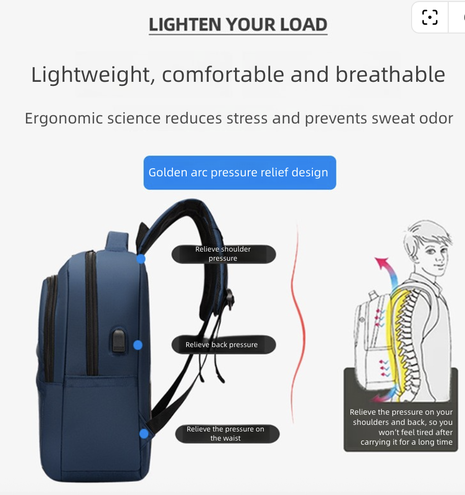 Men's Bags Fashion Backpacks Urban Simple Business Commuter Backpack with USB Charging Port for Men and Students Laptop Bag