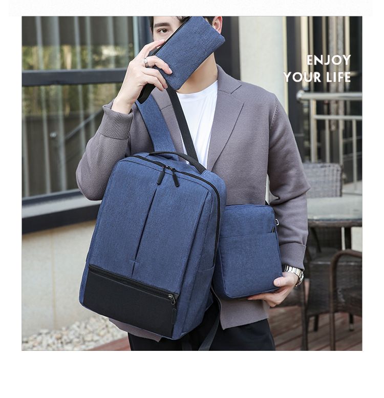 Men's Bags Fashion Backpacks Three Piece Backpack with USB Charging Port Business Laptop Bag Outdoor Travel Large Capacity Backpack