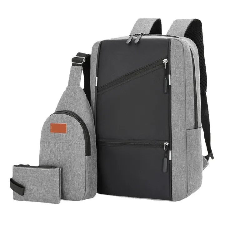 Business Laptop Backpack for Men Large Capacity 3-Piece Set Dual Shoulder Bag Multi-Functional USB Charging Casual School Bag Men's Bags Fashion Backpacks