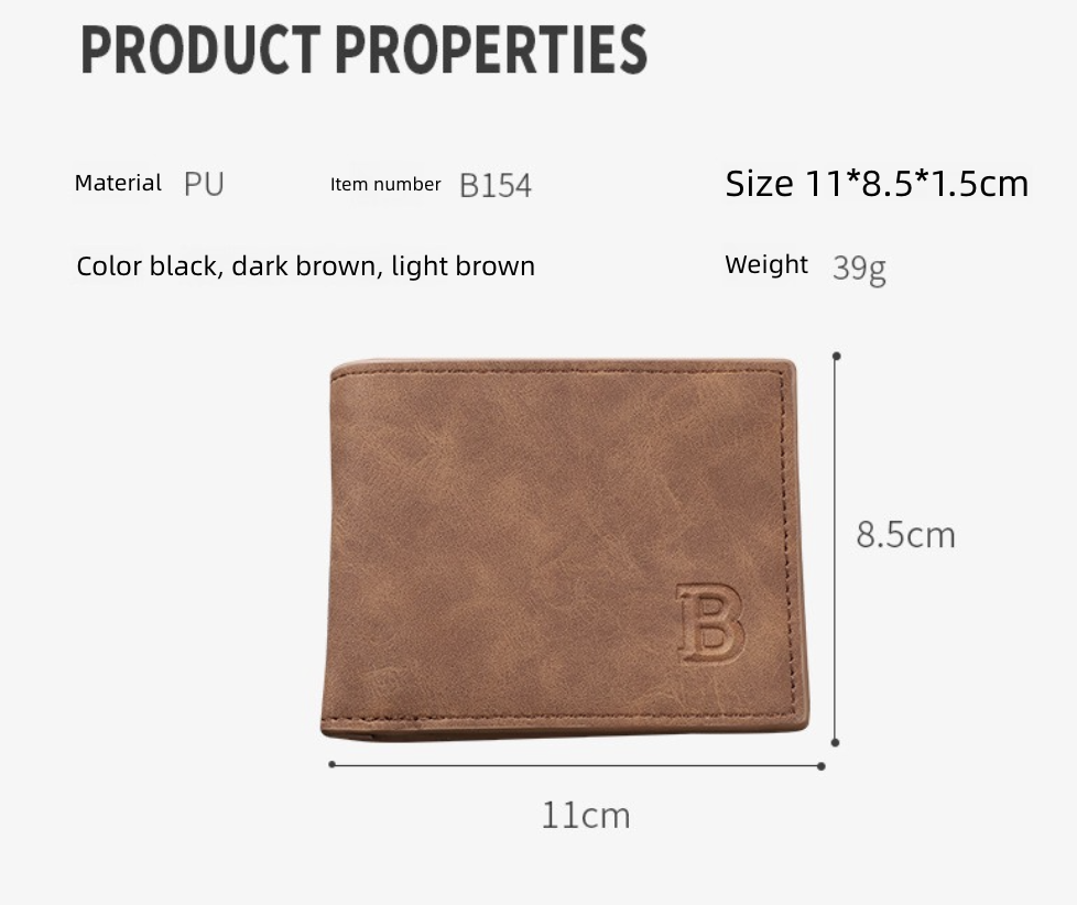 3 pcs Men's Vertical Retro Foldable Multi-Card Wallet Multi-Pocket Money Clip Wallets Holders