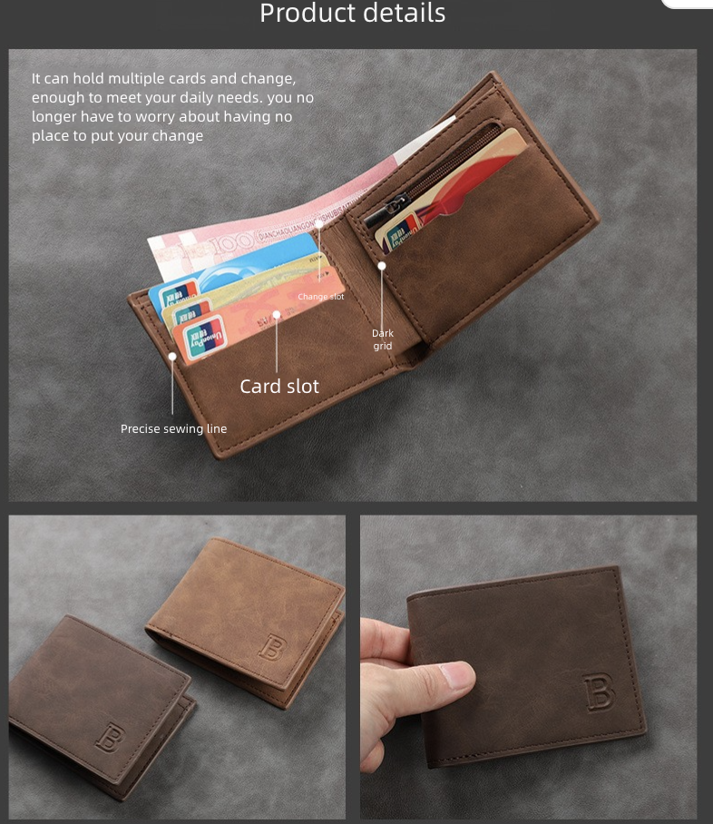 3 pcs Men's Vertical Retro Foldable Multi-Card Wallet Multi-Pocket Money Clip Wallets Holders