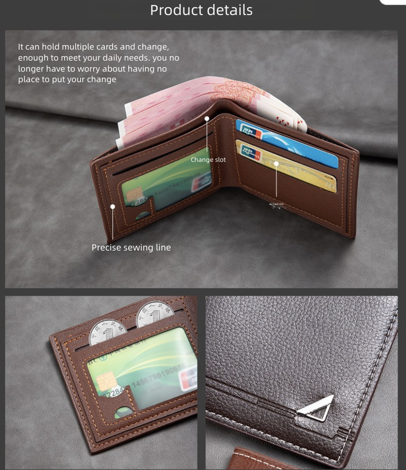 Men's Wallet Short Men's Business Leisure Multi Card Wallet Soft Leather Wallet Trendy Retro Style Wallets Holders