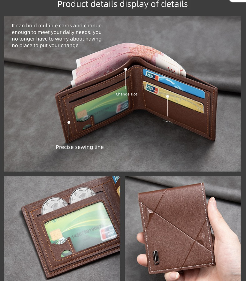 Coin Purse Business Leisure Men's Wallet Large Capacity Waterproof Card Bag Anti-Theft Credit Card Wallets Holders