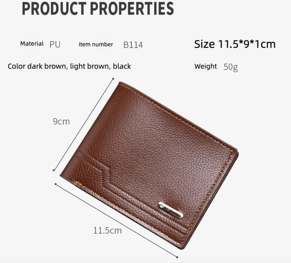 Men's Wallet Lychee Pattern Soft Leather Wallet Multiple Card Slots Large Capacity Short Credit Card Ultra Light Portable Waterproof Wallets Holders