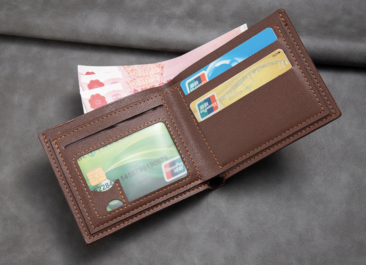 Men's Wallet Lychee Pattern Soft Leather Wallet Multiple Card Slots Large Capacity Short Credit Card Ultra Light Portable Waterproof Wallets Holders