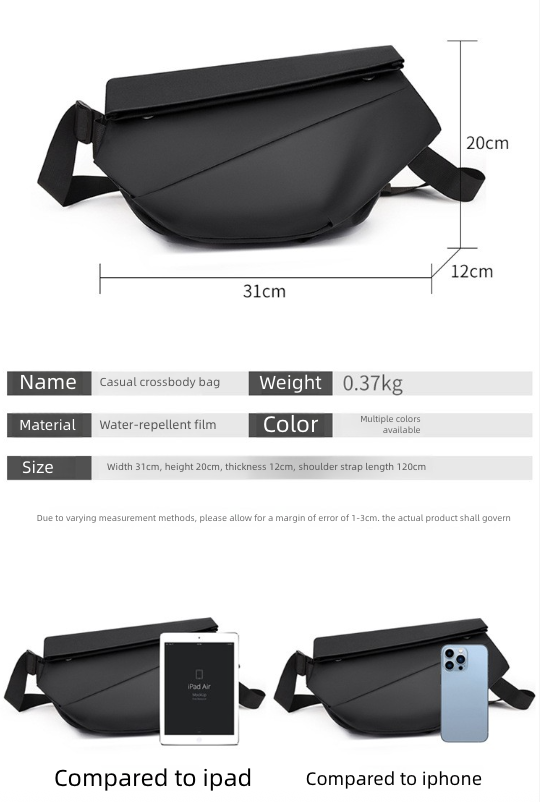New Trendy Men's Crossbody Bag Waterproof Trendy Cool Cross Shoulder Bag Cross-Body Sling Bags
