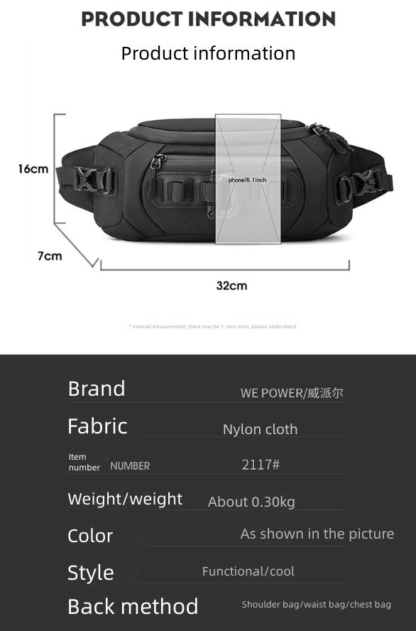 Men's New Sports Bag Mobile Waist Bag Multifunctional Chest Bag Tactical Trendy Men's Small Chest Bag Cross-Body Sling Bags