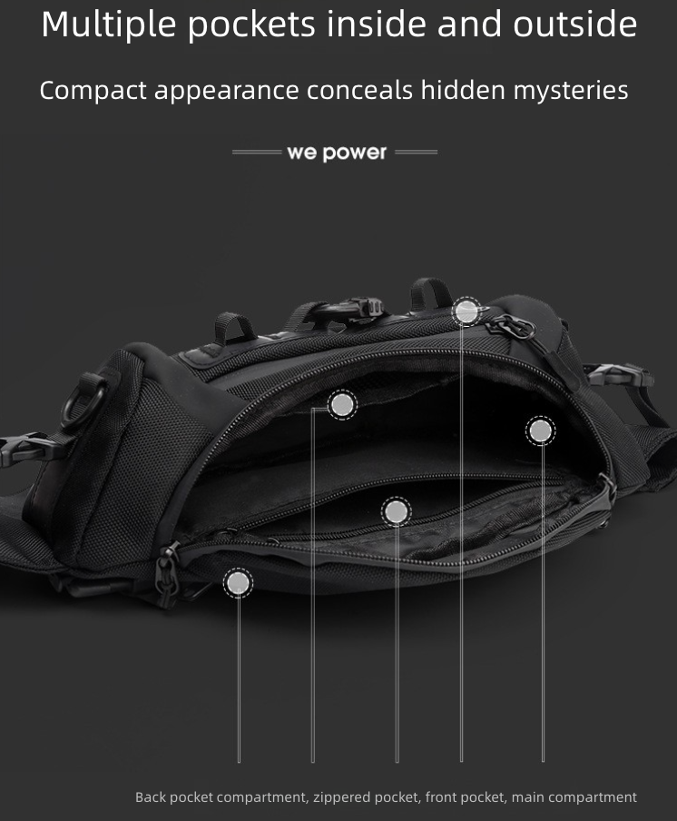 Men's New Sports Bag Mobile Waist Bag Multifunctional Chest Bag Tactical Trendy Men's Small Chest Bag Cross-Body Sling Bags