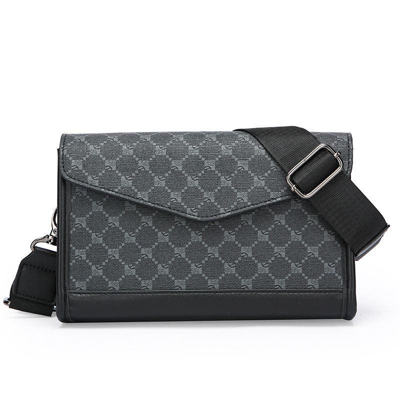 New Men's Checkered Shoulder Bag Trendy Crossbody Bag Men's Street Fashion Shoulder Bag Student Small Bag
