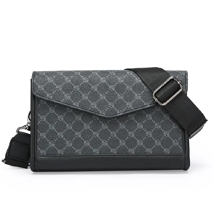 New Men's Checkered Shoulder Bag Trendy Crossbody Bag Men's Street Fashion Shoulder Bag Student Small Bag