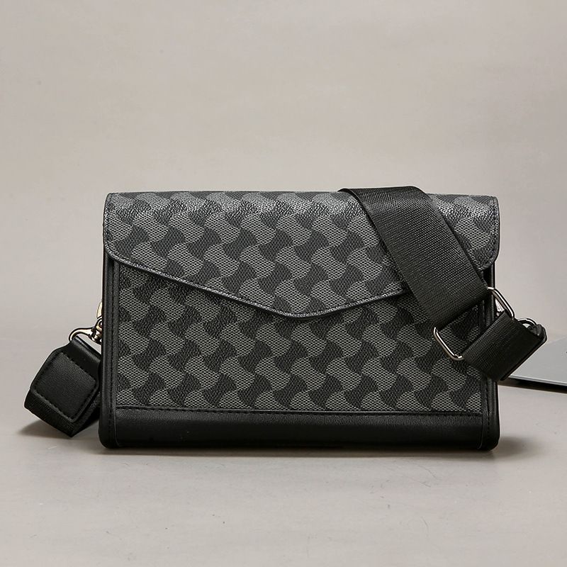 New Men's Checkered Shoulder Bag Trendy Crossbody Bag Men's Street Fashion Shoulder Bag Student Small Bag