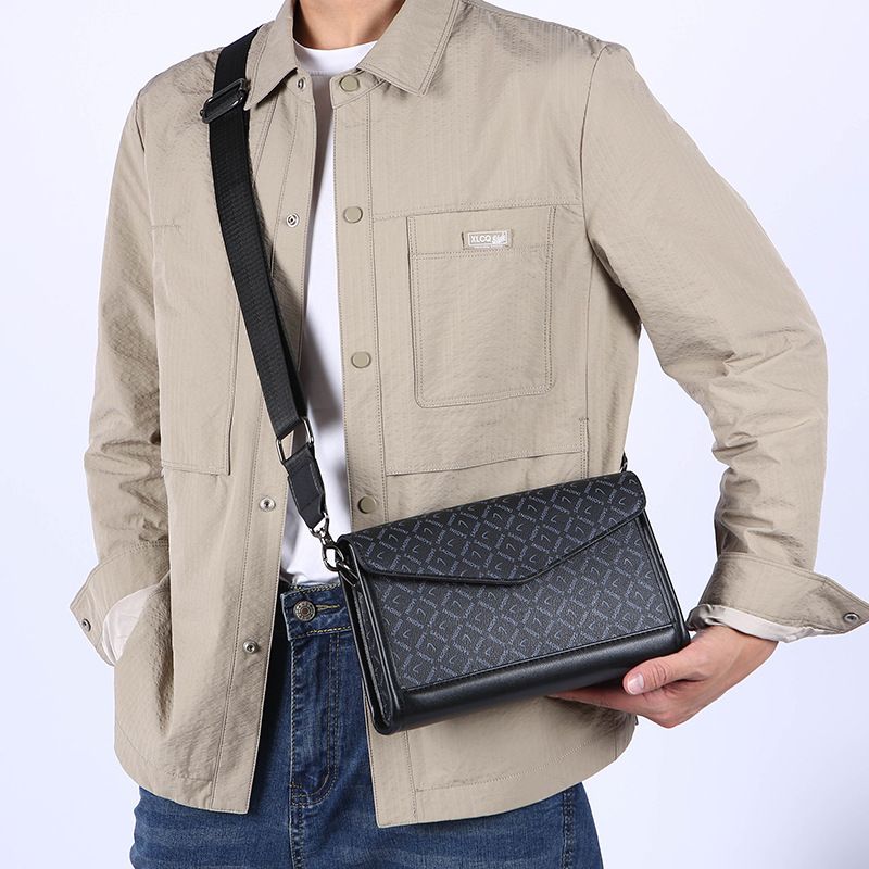 New Men's Checkered Shoulder Bag Trendy Crossbody Bag Men's Street Fashion Shoulder Bag Student Small Bag