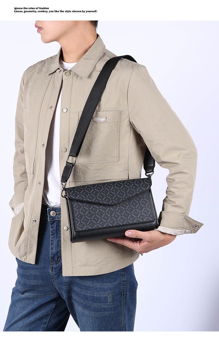New Men's Checkered Shoulder Bag Trendy Crossbody Bag Men's Street Fashion Shoulder Bag Student Small Bag