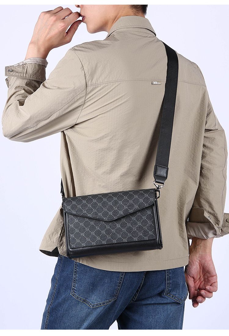 New Men's Checkered Shoulder Bag Trendy Crossbody Bag Men's Street Fashion Shoulder Bag Student Small Bag