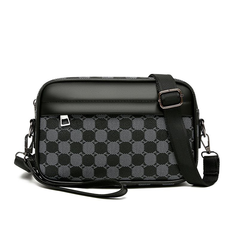 Men's Crossbody Bag New Hand-Held Bag Business Versatile Casual Plaid Casual Trendy Bag Outdoor Single Shoulder Men's Bag