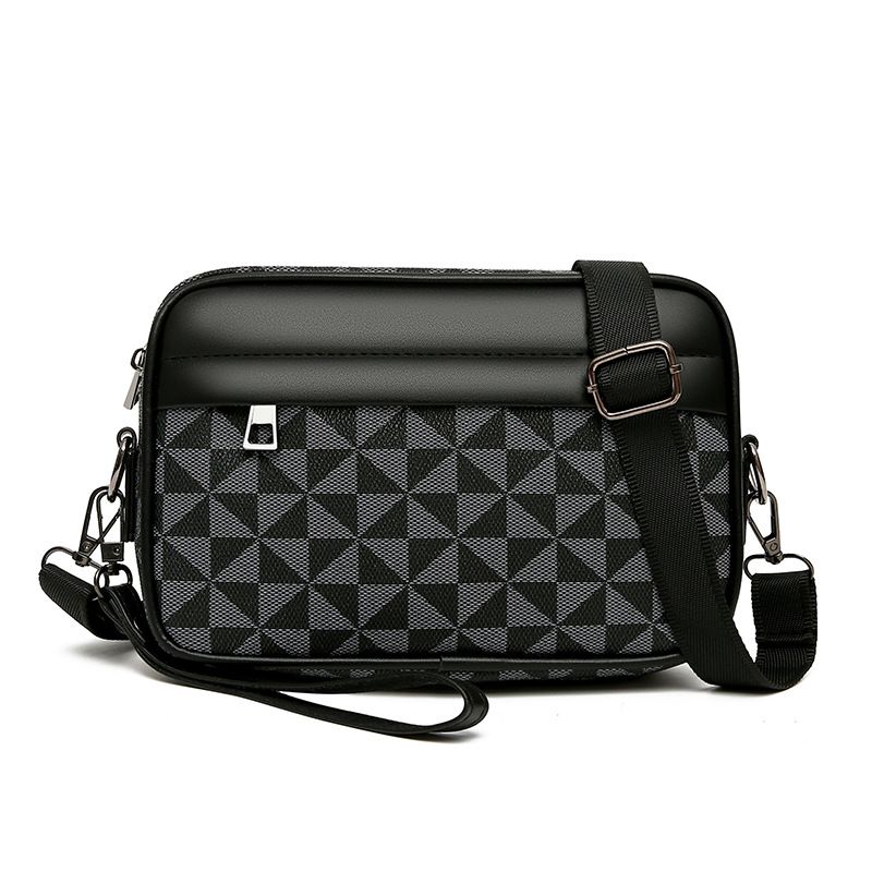 Men's Crossbody Bag New Hand-Held Bag Business Versatile Casual Plaid Casual Trendy Bag Outdoor Single Shoulder Men's Bag