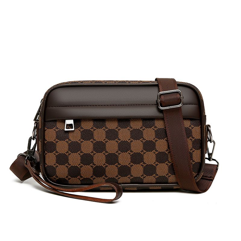 Men's Crossbody Bag New Hand-Held Bag Business Versatile Casual Plaid Casual Trendy Bag Outdoor Single Shoulder Men's Bag