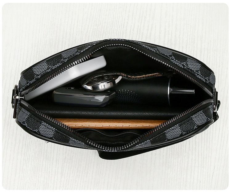Men's Crossbody Bag New Hand-Held Bag Business Versatile Casual Plaid Casual Trendy Bag Outdoor Single Shoulder Men's Bag