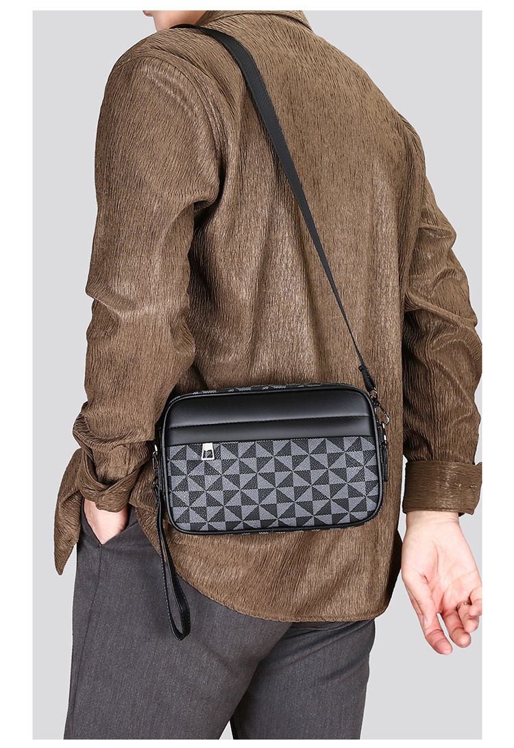 Men's Crossbody Bag New Hand-Held Bag Business Versatile Casual Plaid Casual Trendy Bag Outdoor Single Shoulder Men's Bag