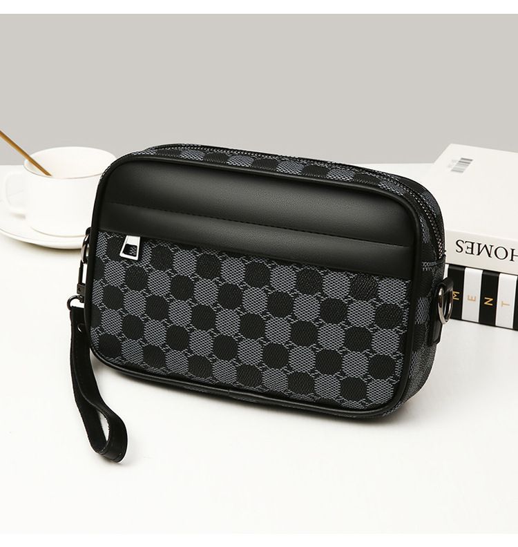 Men's Crossbody Bag New Hand-Held Bag Business Versatile Casual Plaid Casual Trendy Bag Outdoor Single Shoulder Men's Bag