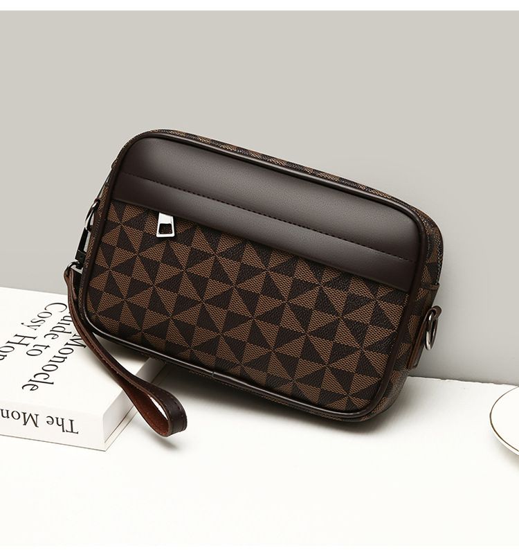 Men's Crossbody Bag New Hand-Held Bag Business Versatile Casual Plaid Casual Trendy Bag Outdoor Single Shoulder Men's Bag