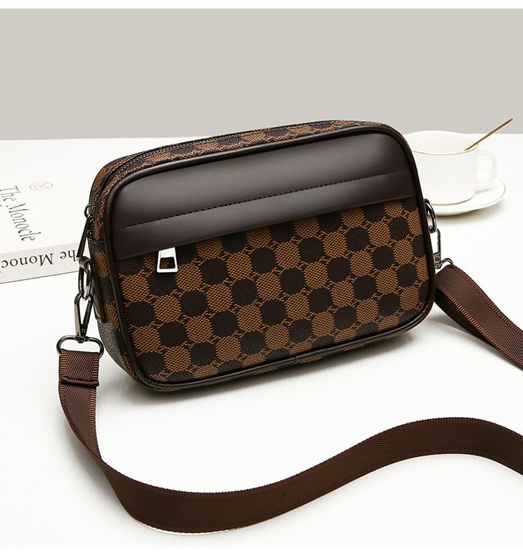 Men's Crossbody Bag New Hand-Held Bag Business Versatile Casual Plaid Casual Trendy Bag Outdoor Single Shoulder Men's Bag