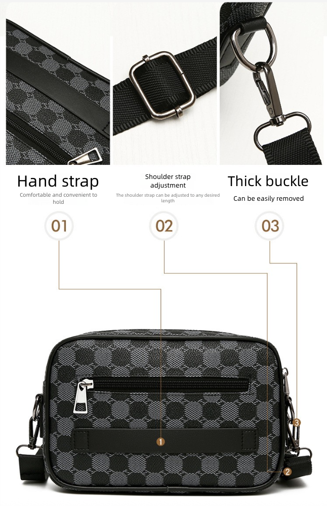 Men's Crossbody Bag New Hand-Held Bag Business Versatile Casual Plaid Casual Trendy Bag Outdoor Single Shoulder Men's Bag