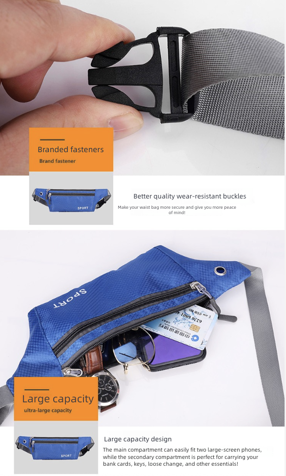 Outdoor Sports Waist Bag Men's Women's Three-Layer Lightweight Mini Waist BagCasual Chest Bag Crossbody Bag Waist Belt for Mobile Phone Men's Bags Waist Packs