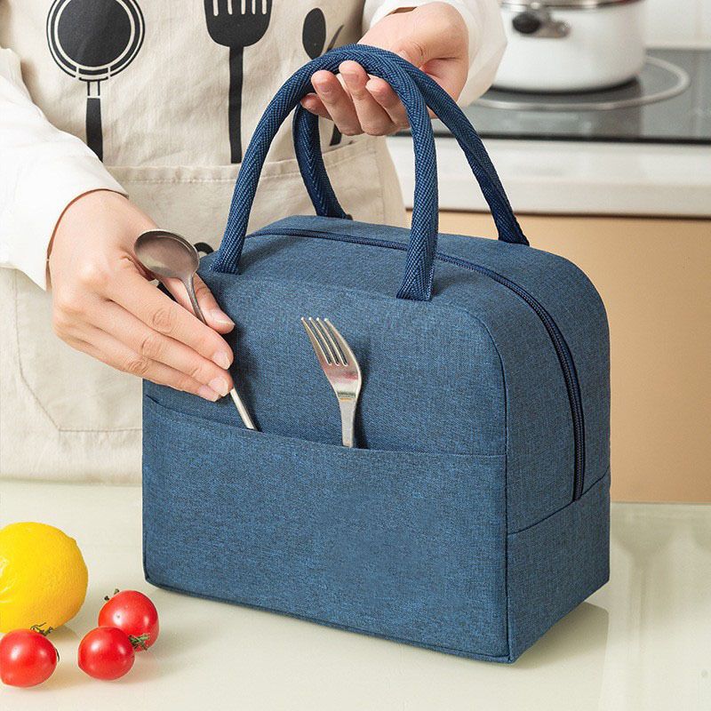 Handheld Oxford Fabric Lunch Bag Aluminum Foil Insulated Lunch Bag Bento Box Ice Preservation Thermal Cooler Bag Organizer Bags