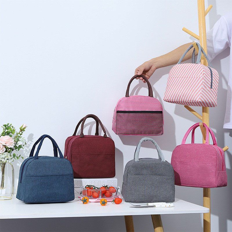 Handheld Oxford Fabric Lunch Bag Aluminum Foil Insulated Lunch Bag Bento Box Ice Preservation Thermal Cooler Bag Organizer Bags