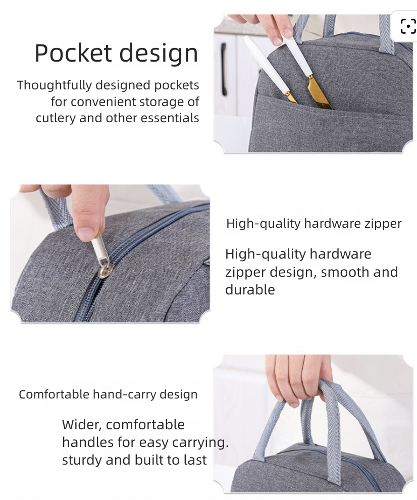 Handheld Oxford Fabric Lunch Bag Aluminum Foil Insulated Lunch Bag Bento Box Ice Preservation Thermal Cooler Bag Organizer Bags