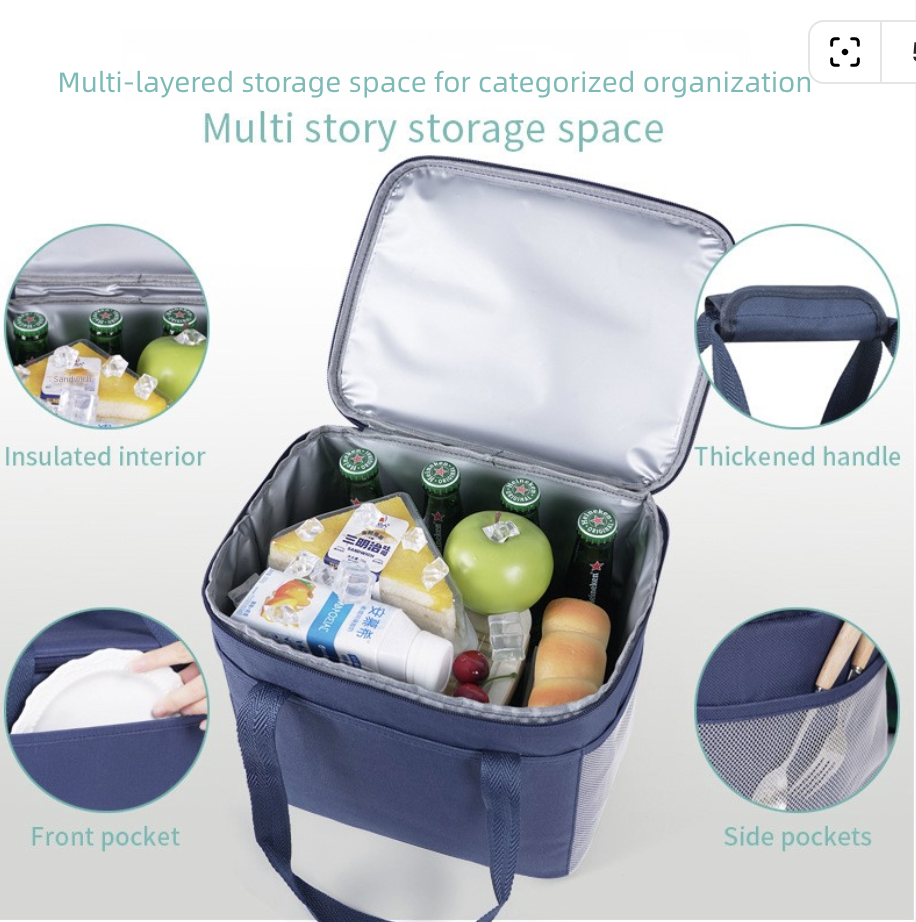 Handheld Large Insulated Bag Picnic Bag Large Ice Pack Aluminum Foil Thick Lunch Box Bag Lunch Bag Bento Bag Organizer Bags