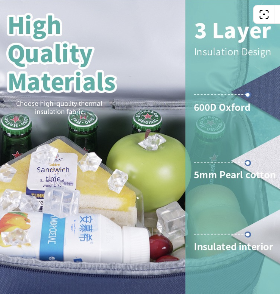 Handheld Large Insulated Bag Picnic Bag Large Ice Pack Aluminum Foil Thick Lunch Box Bag Lunch Bag Bento Bag Organizer Bags